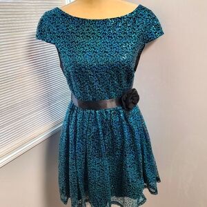 DEB Vintage Sequin Mini Dress Y2K 90's Sparkly Blue Prom Hoco Juniors Size 13